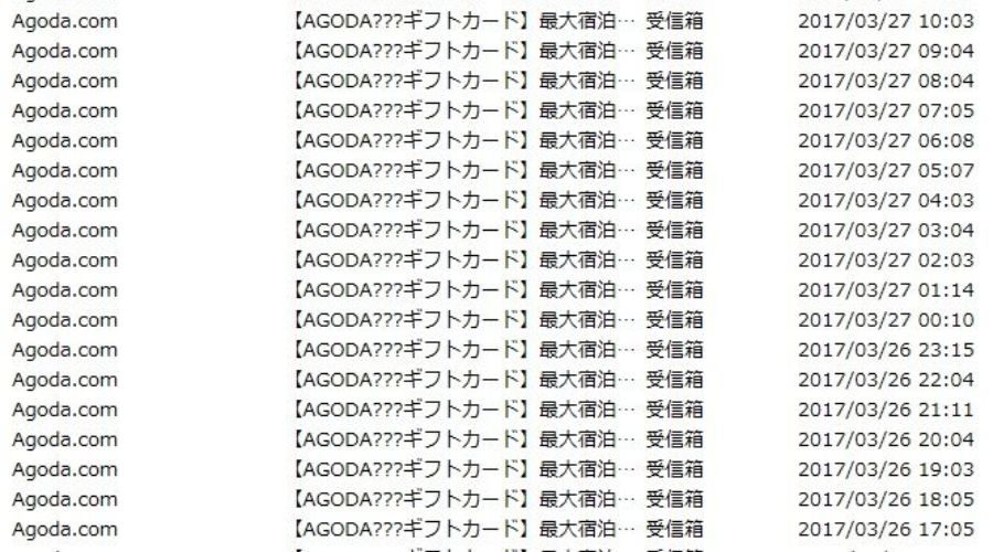 アゴダから届いたメール