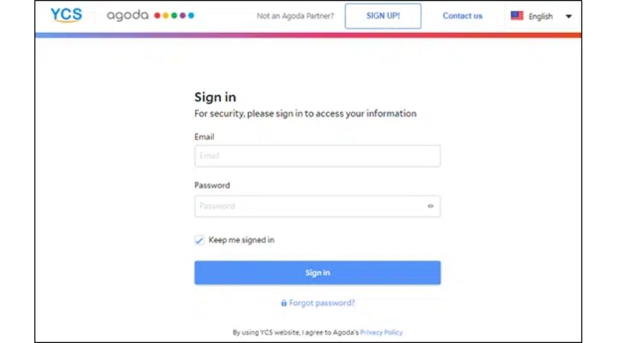 agodaのYCS管理画面